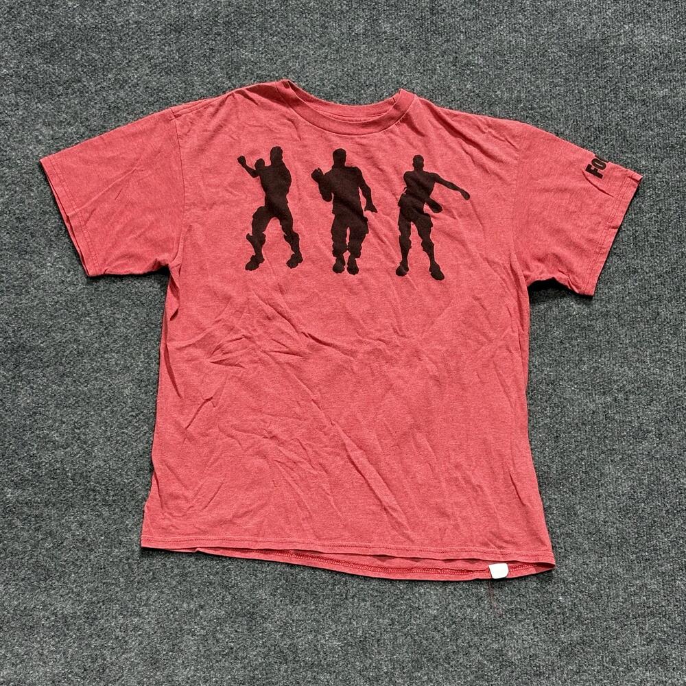 Fortnite Shirt Boys Large Red Dance Emote Silhouette Graphic Tee Tagless